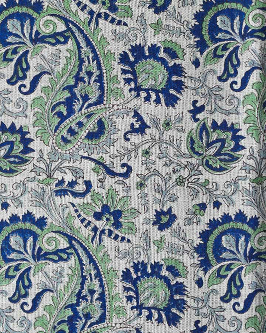 Poppy Hand Block Printed Linen Fabric