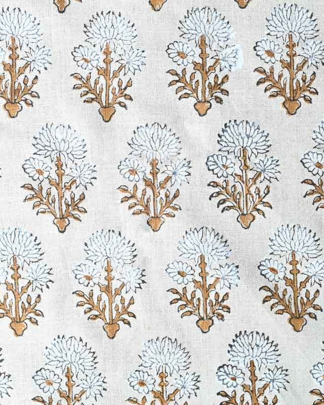 Sandra Hand-Block Printed Linen Fabric