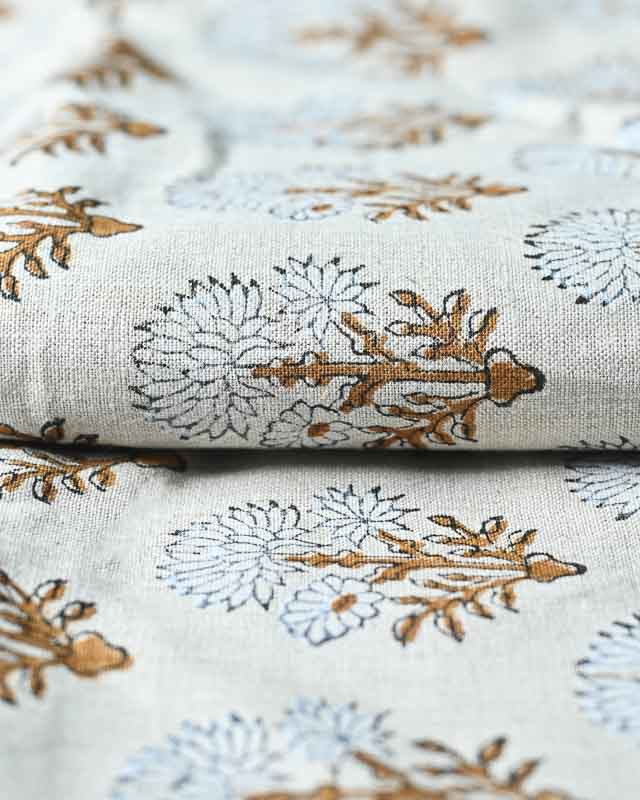 Sandra Hand-Block Printed Linen Fabric