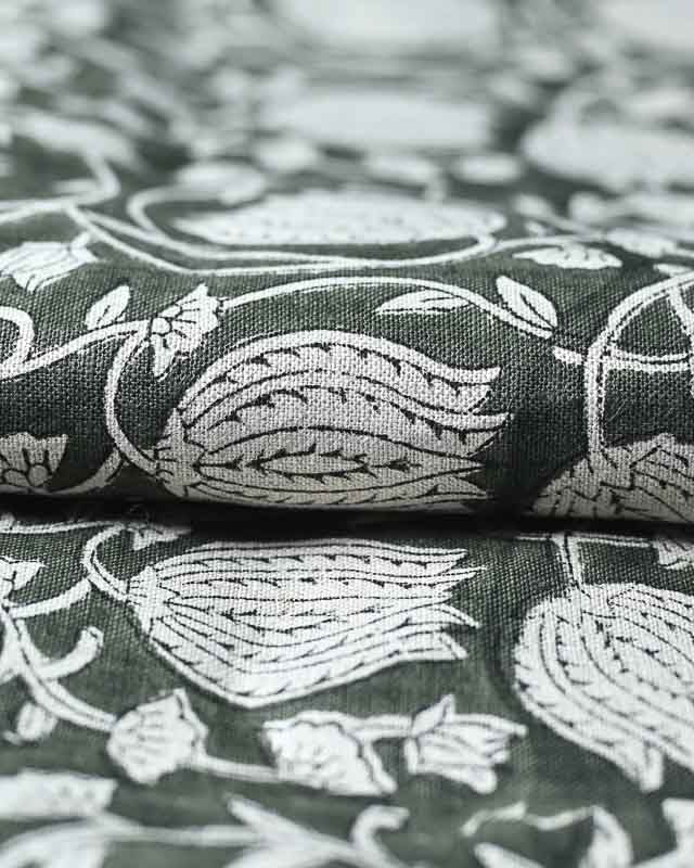 Vivienne Block Print Upholstery Linen Fabric