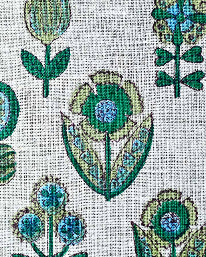Iris Hand Block Printed Linen Fabric
