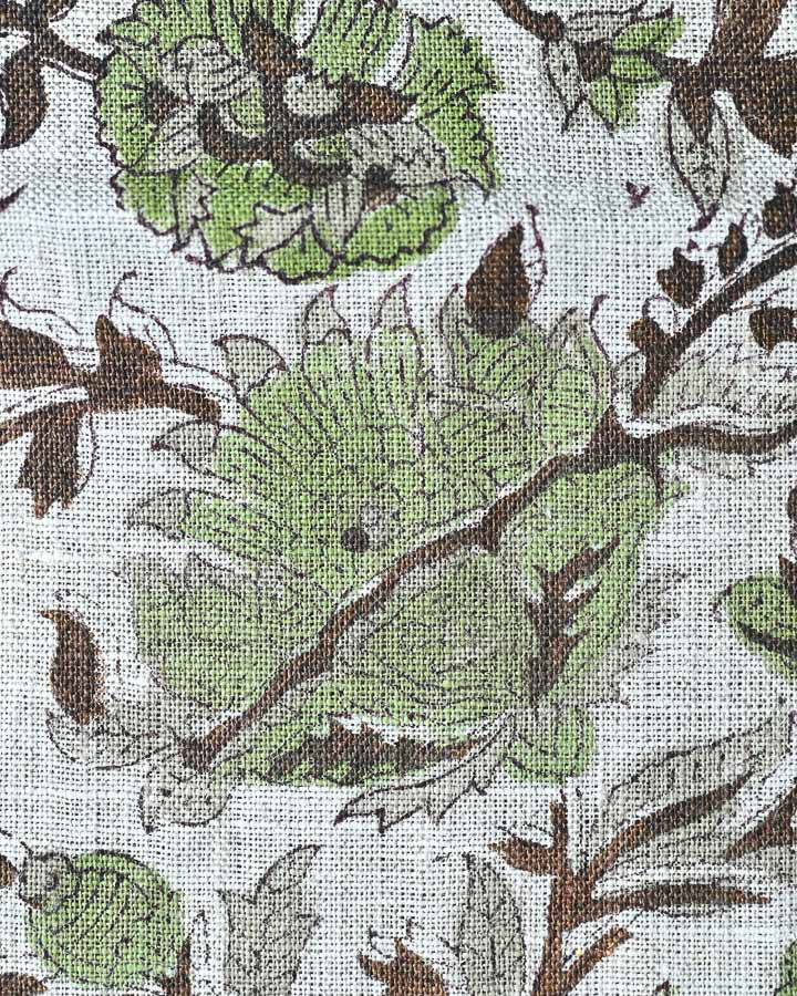 Dahlia Hand Block Printed Linen Fabric
