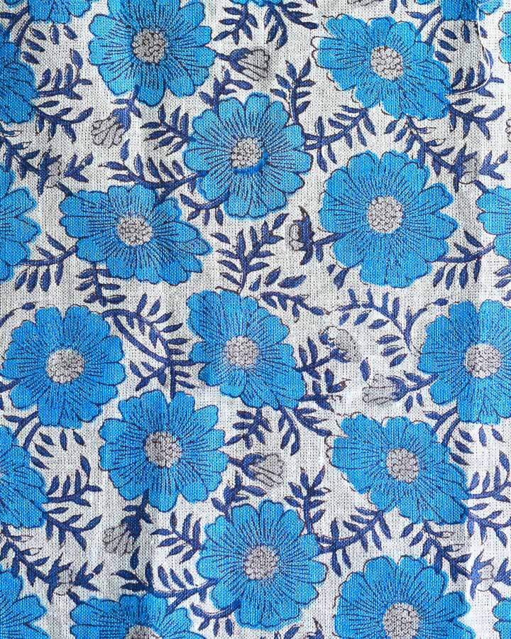 Chrysanthemum Hand Block Printed Linen Fabric