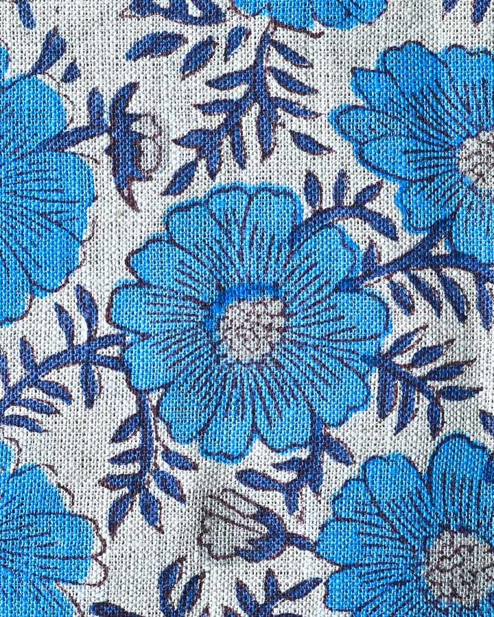 Chrysanthemum Hand Block Printed Linen Fabric