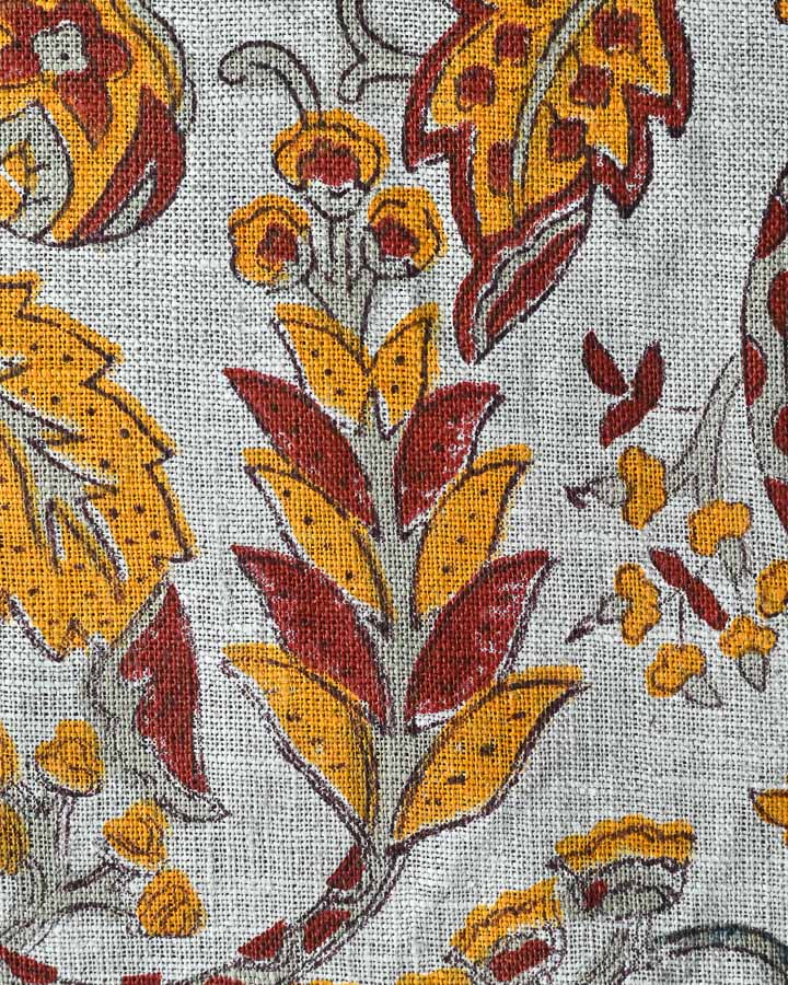 Bluebell Hand Block Printed Linen Fabric