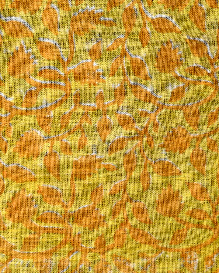 Daffodil Hand Block Printed Linen Fabric