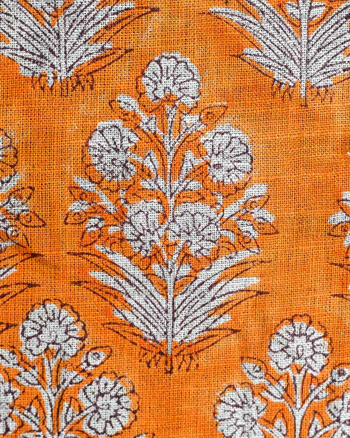 Carnation Hand Block Printed Linen Fabric