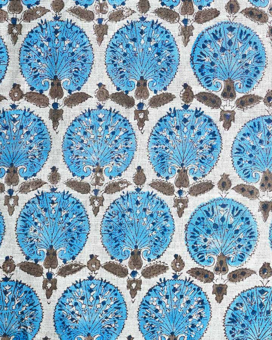 Hydrangea Hand Block Printed Linen Fabric