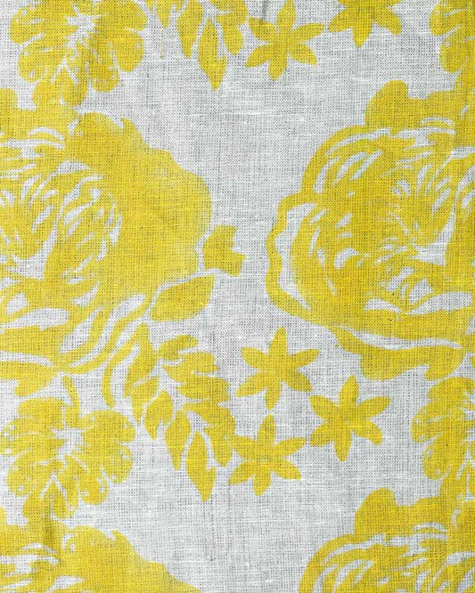 Azalea Hand Block Printed Linen Fabric