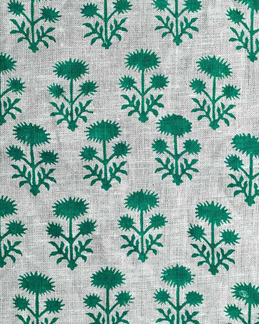 Begonia Hand Block Printed Linen Fabric