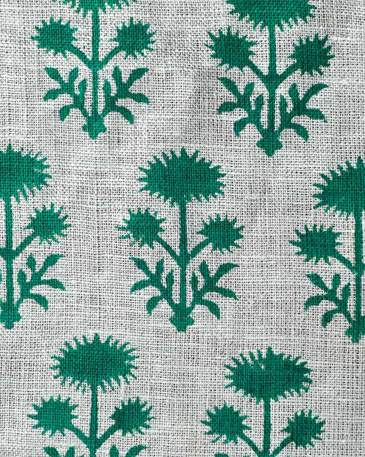 Begonia Hand Block Printed Linen Fabric