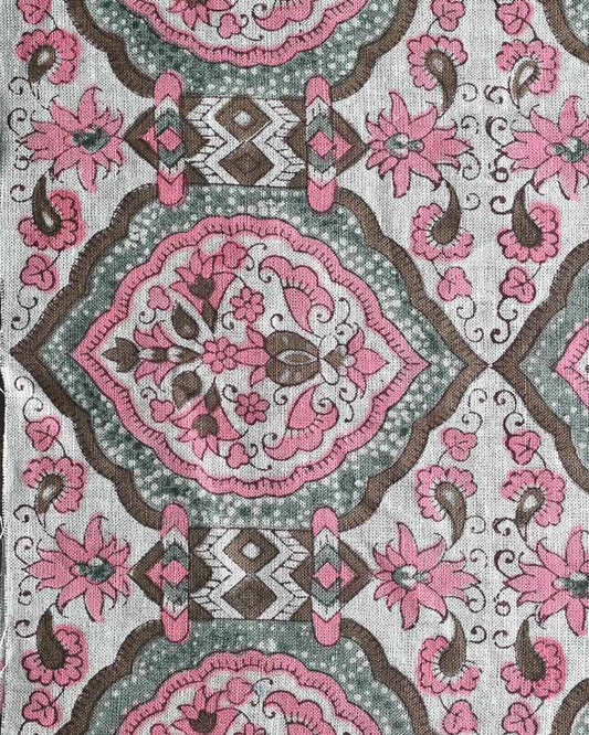 Primrose Hand Block Printed Linen Fabric