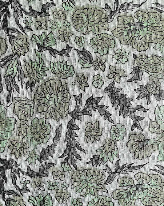 Verbena Hand Block Printed Linen Fabric