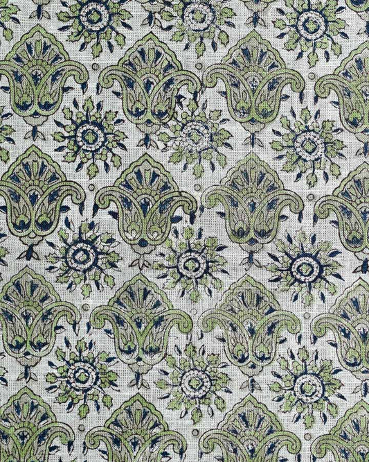 Nasturtium Hand Block Printed Linen Fabric
