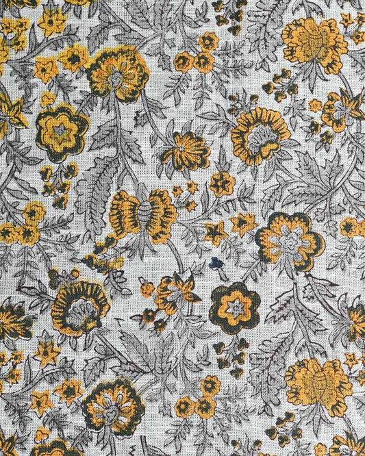 Sweet Pea Hand Block Printed Linen Fabric