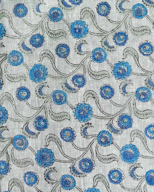 Heather Hand Block Printed Linen Fabric