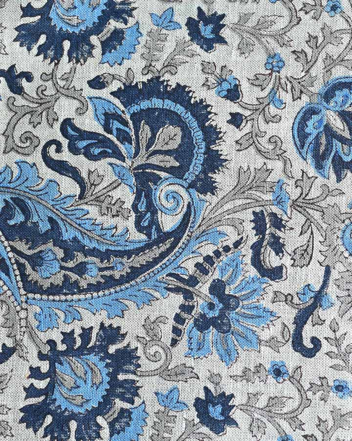 Freesia Hand Block Printed Linen Fabric