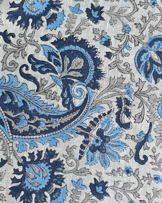 Freesia Hand Block Printed Linen Fabric