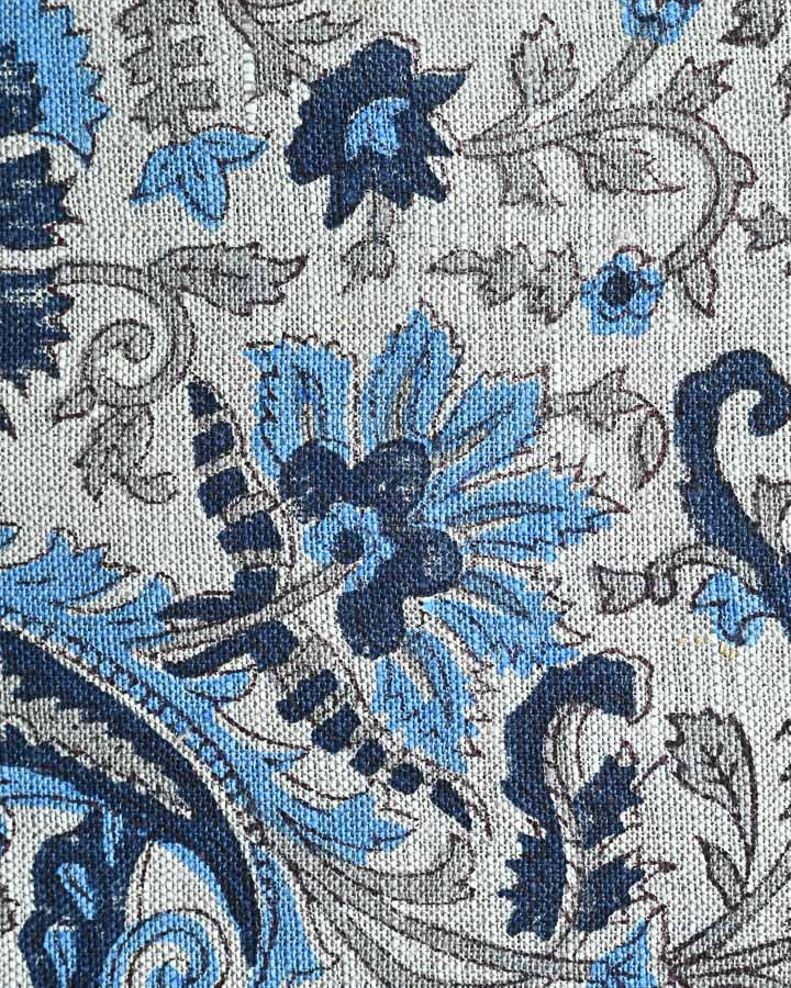Freesia Hand Block Printed Linen Fabric
