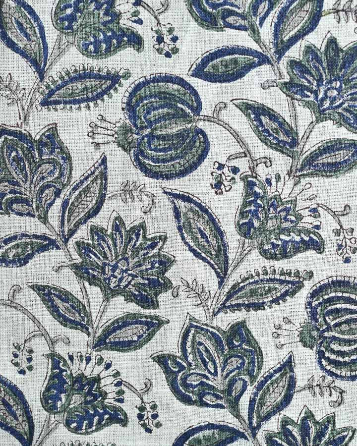 Calendula Hand Block Printed Linen Fabric