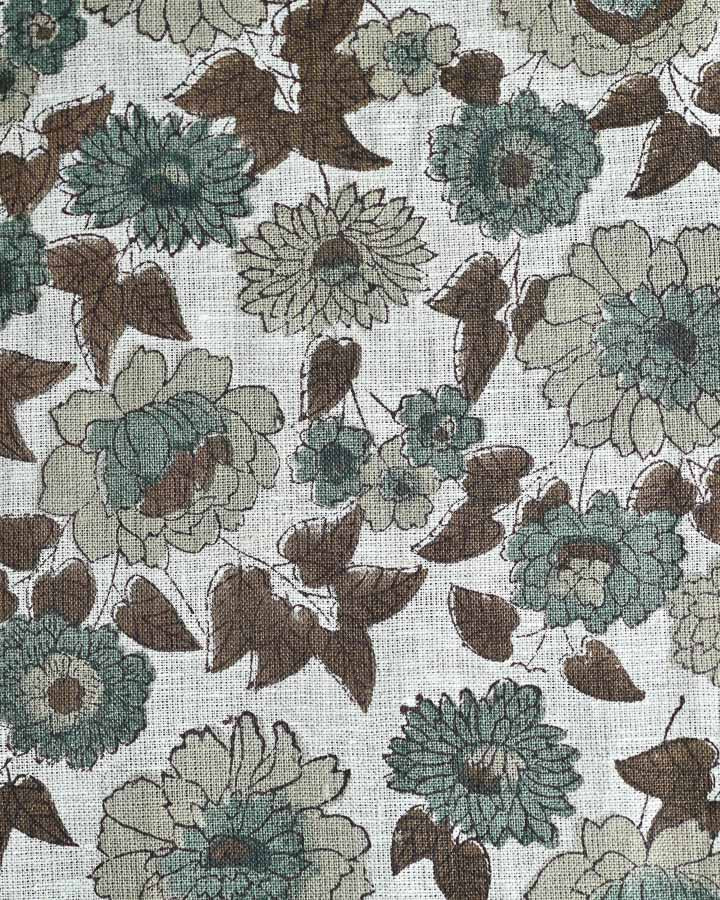 Sunflower Hand Block Printed Linen Fabric