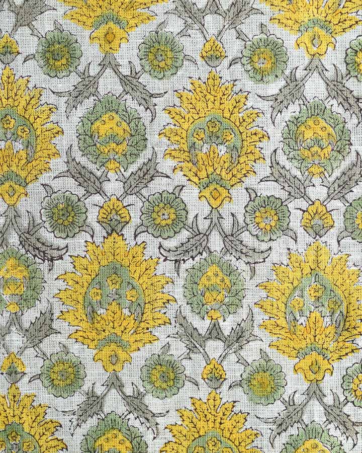 Jasmine Hand Block Printed Linen Fabric