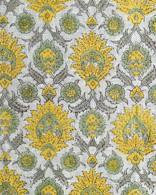 Jasmine Hand Block Printed Linen Fabric