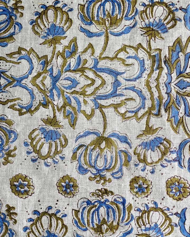Marigold Hand Block Printed Linen Fabric