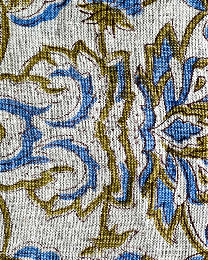 Marigold Hand Block Printed Linen Fabric