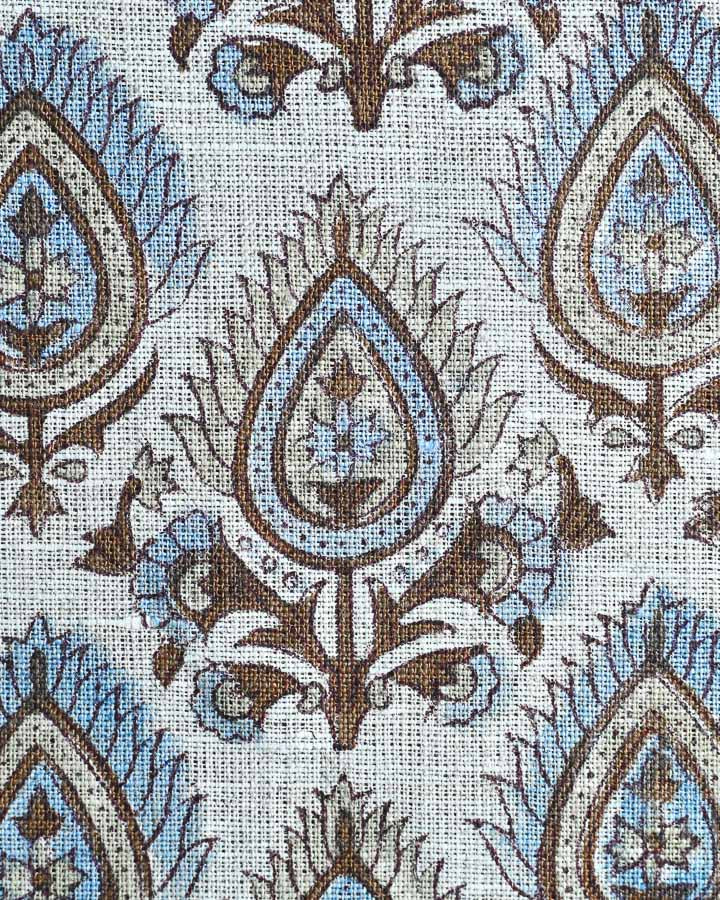 Camellia Hand Block Printed Linen Fabric