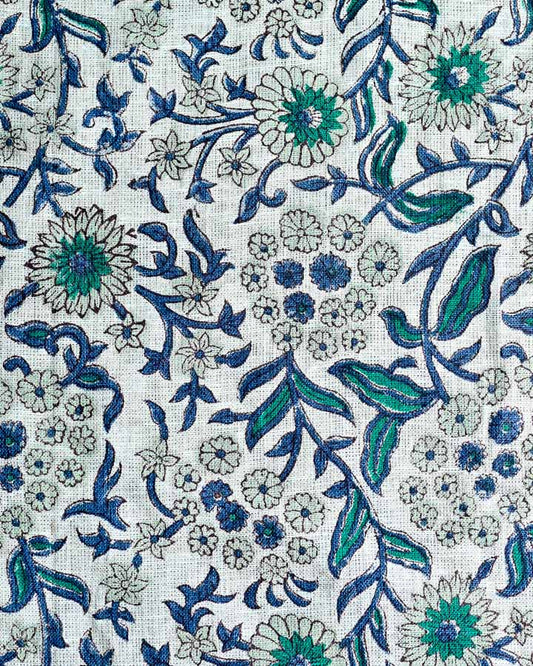Autumn Hand Block Printed Linen Fabric