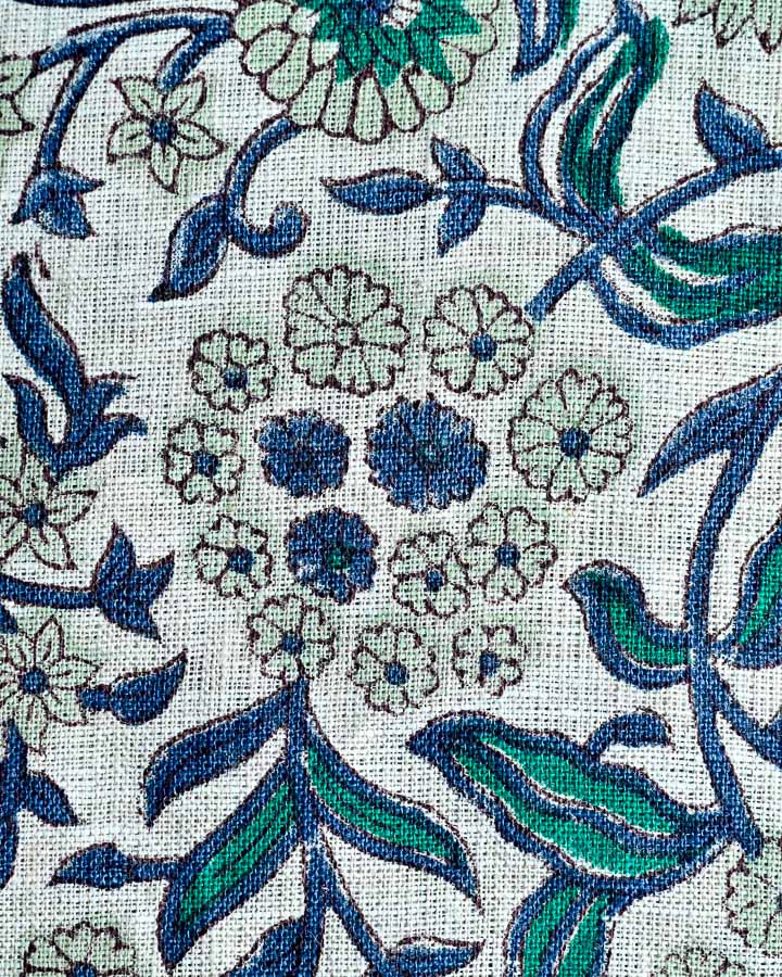 Autumn Hand Block Printed Linen Fabric