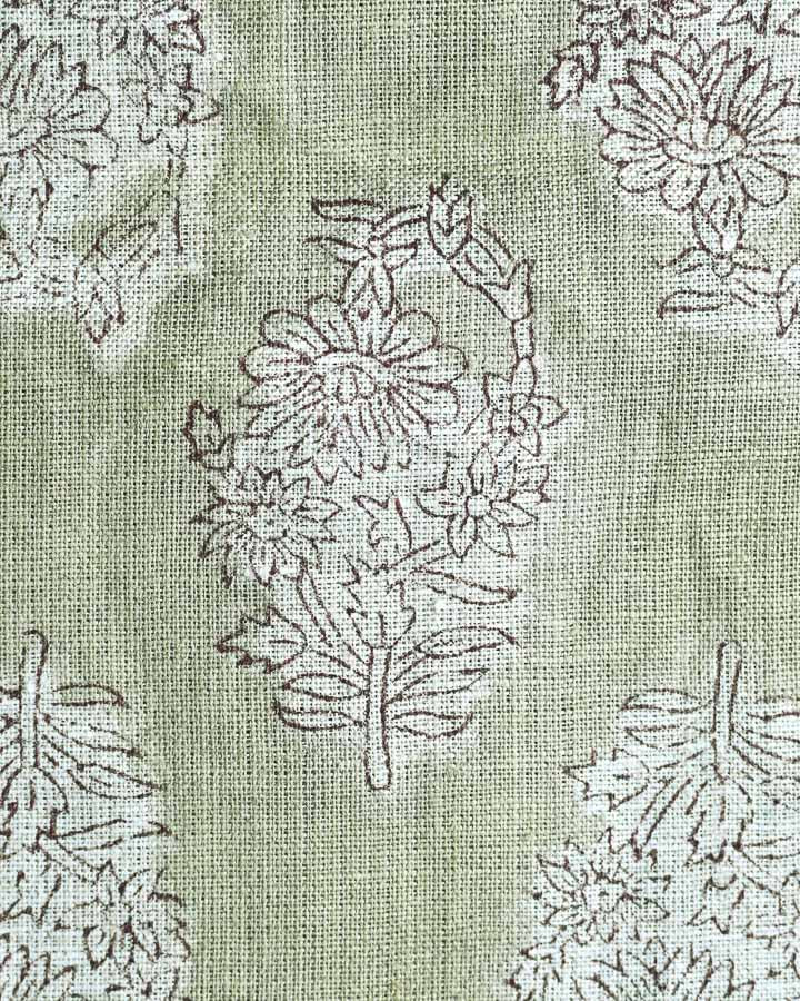 Savannah Hand Block Printed Linen Fabric