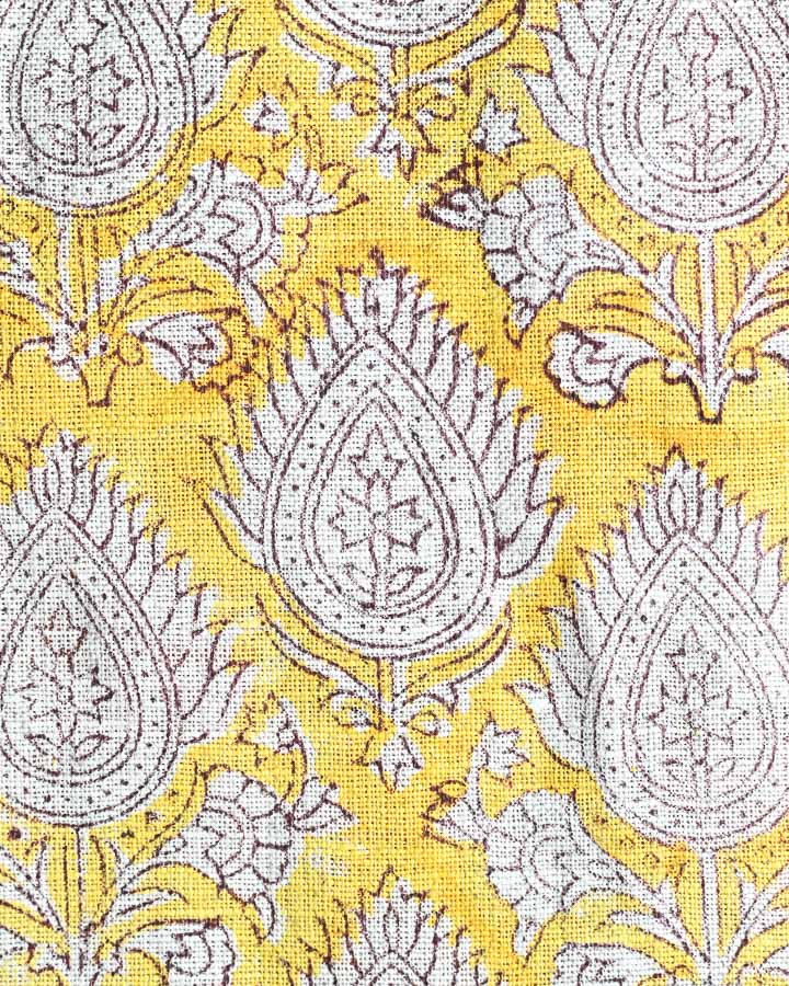 Ivy Hand Block Printed Linen Fabric