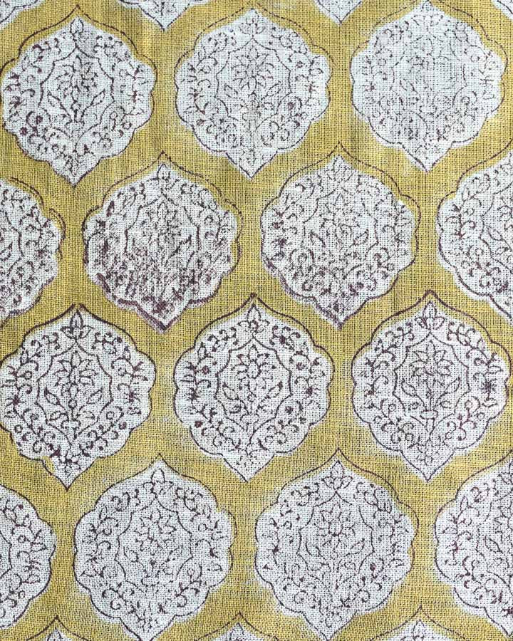 Ruby Hand Block Printed Linen Fabric