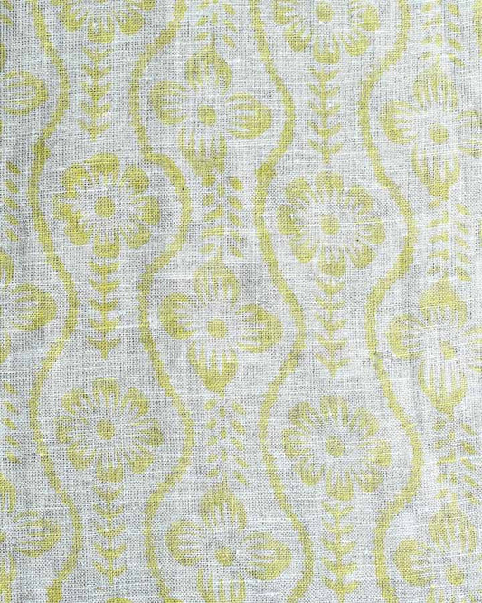 Chase Hand Block Printed Linen Fabric