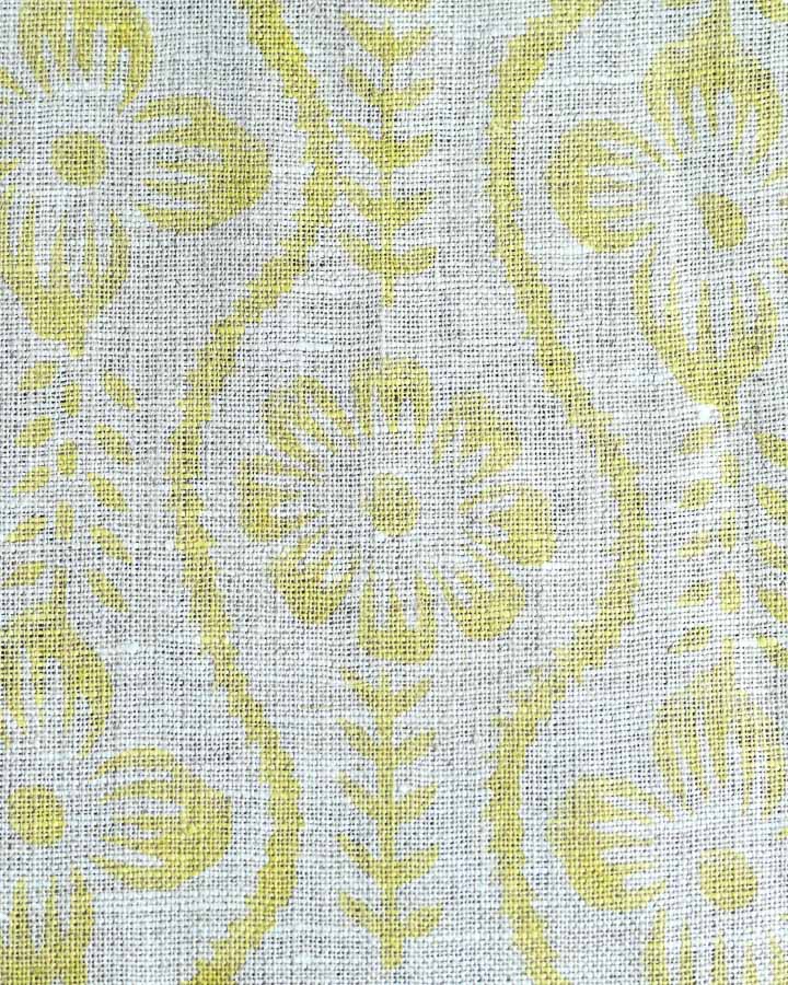 Chase Hand Block Printed Linen Fabric
