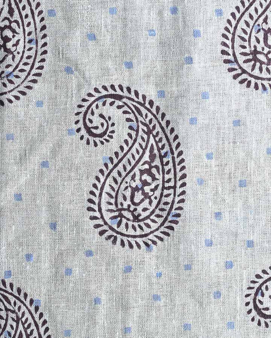 Allium Hand Block Printed Linen Fabric
