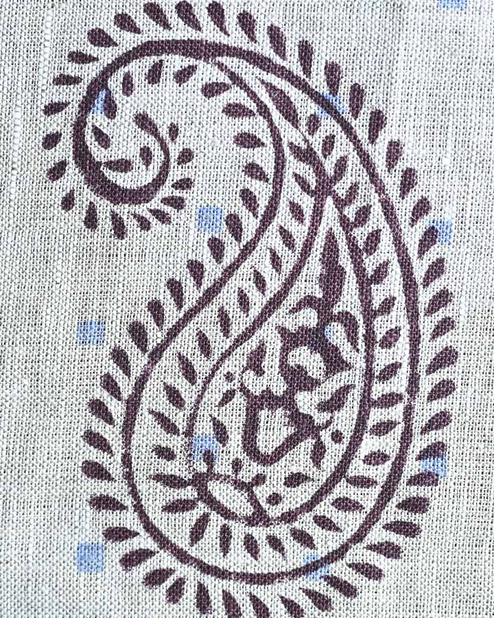 Allium Hand Block Printed Linen Fabric