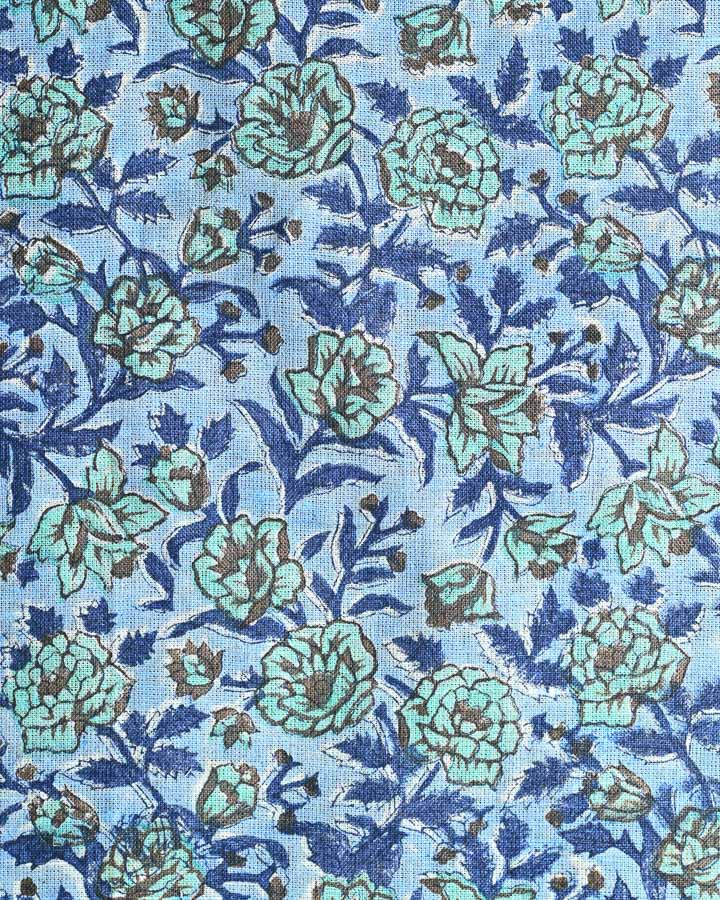 Petunia Hand Block Printed Linen Fabric