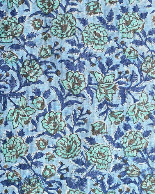 Petunia Hand Block Printed Linen Fabric