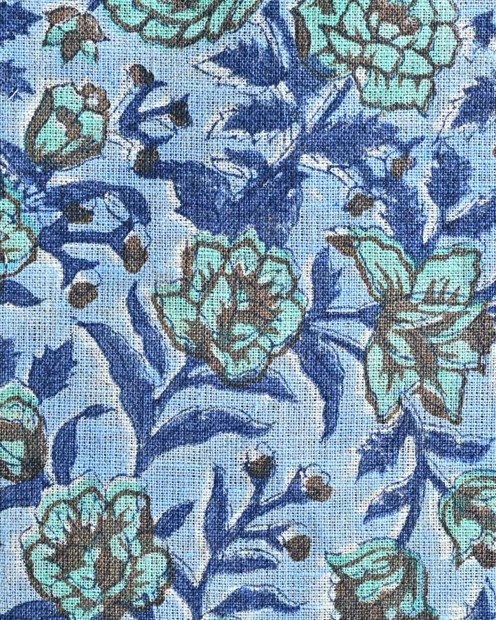 Petunia Hand Block Printed Linen Fabric