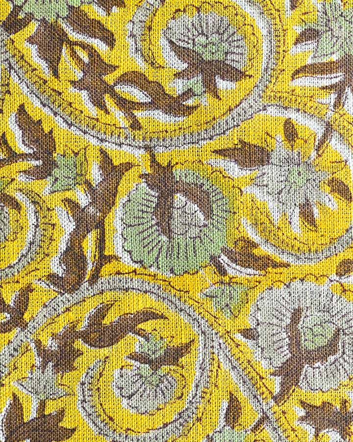 Geranium Hand Block Printed Linen Fabric