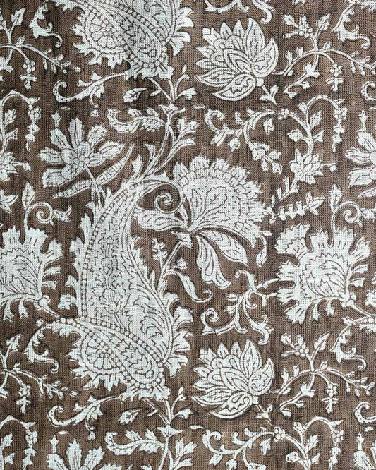 Wisteria Hand Block Printed Linen Fabric