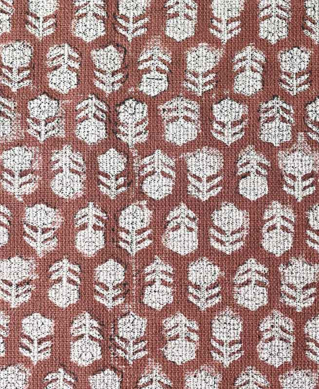 Jade Hand Block Printed Linen Fabric
