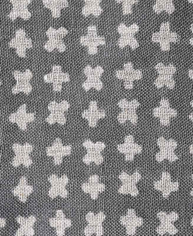 Enoki Designer Hand Block Print Linen Fabric For Upholstery