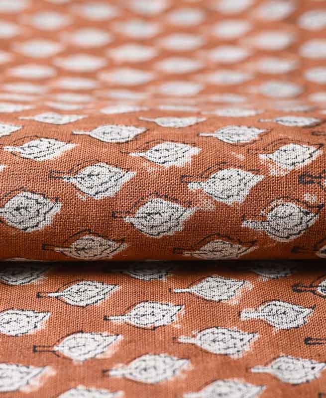 Rolly Block Printed Linen Fabric