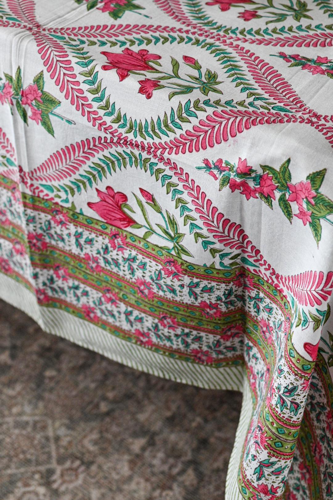 Daphne Floral Block Print Tablecloth