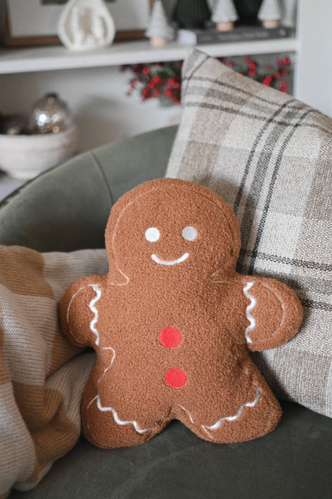 Sherpa Gingerbread Man Pillow