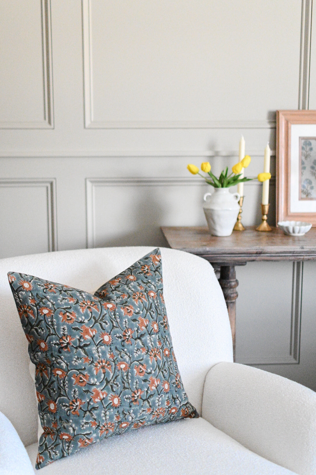 Heather Block Print Pillow Cover